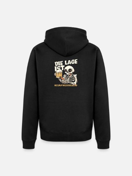 The situation is drunken, skeleton - Unisex Premium Organic Zip Hoodie - black