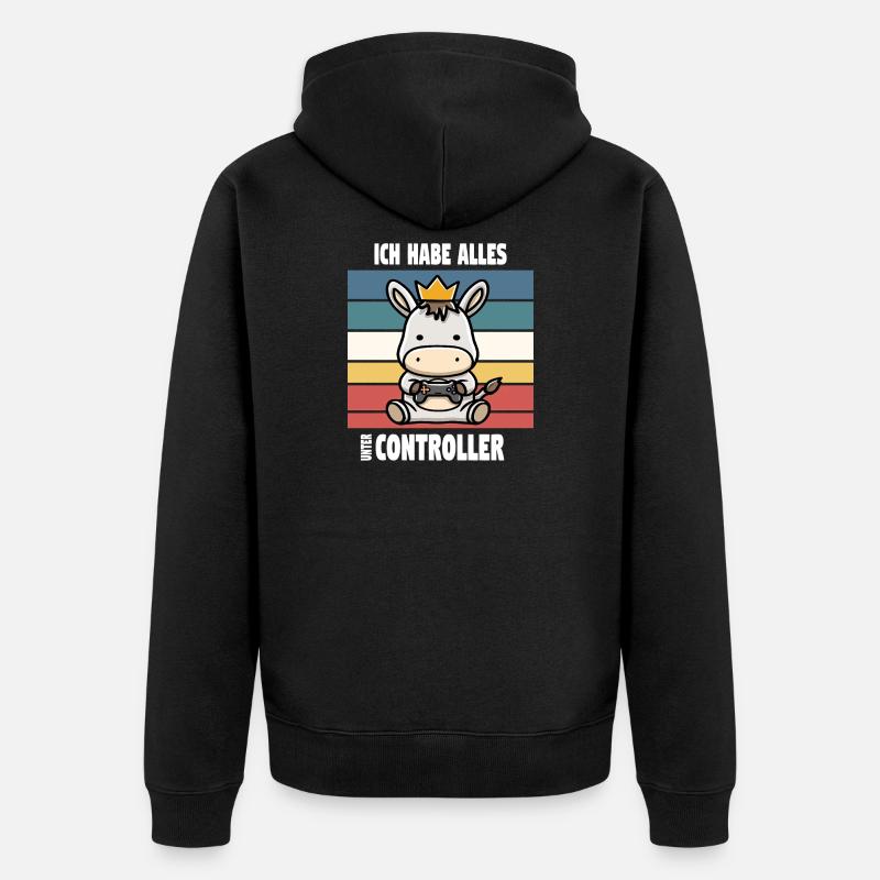 ich habe alles unter controller - Unisex Premium Bio Zip Hoodie - Schwarz