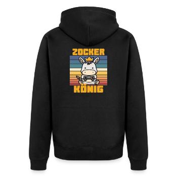 Gambler king crown on donkey - Unisex Premium Organic Zip Hoodie - black - Back - Nico (187cm)