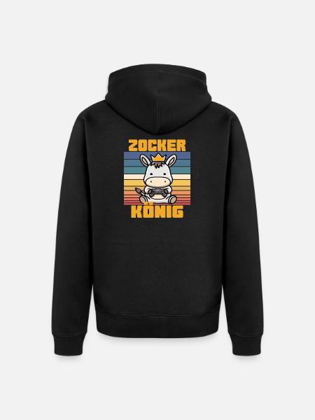 Zocker König krone auf esel - Unisex Premium Bio Zip Hoodie - Schwarz