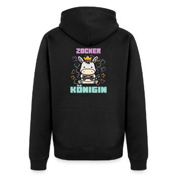 Gambler Queen - Unisex Premium Organic Zip Hoodie - black - Back - Nico (187cm)