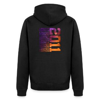 15 Jahre LIMITED EDITION 2011 15. Geburtstag - Unisex Premium Bio Zip Hoodie - Schwarz - Hinten - Nico (187cm)