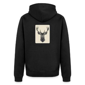 Rentier Hirsch Geweih Reindeer Vintage - Unisex Premium Bio Zip Hoodie - Schwarz - Hinten - Nico (187cm)