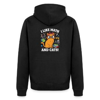 J’aime les maths et le professeur de motifs drôles des chats - Veste à capuche bio Premium Unisexe - noir - Dos - Nico (187cm)