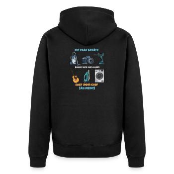 Gadgets Bande: Chef hat Unreht - Unisex Premium Bio Zip Hoodie - Schwarz - Hinten - Nico (187cm)