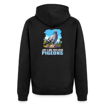 Tauben Taube - Unisex Premium Bio Zip Hoodie - Schwarz - Hinten - Nico (187cm)