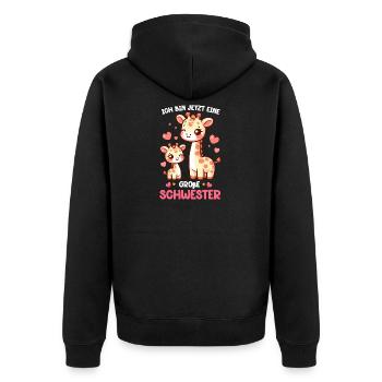 Ich Bin Große Schwester Giraffen Geschwisterkind - Unisex Premium Bio Zip Hoodie - Schwarz - Hinten - Nico (187cm)