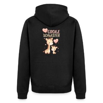 Große Schwester Giraffen Geschwisterkind - Unisex Premium Bio Zip Hoodie - Schwarz - Hinten - Nico (187cm)