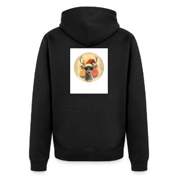 Reindeer Deer Antlers Reindeer Vintage Christmas - Unisex Premium Organic Zip Hoodie - black - Back - Nico (187cm)