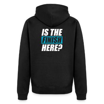 Is the finish here? funny running jogging runner - Unisex Premium Organic Zip Hoodie - black - Back - Nico (187cm)