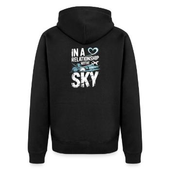 Dans une relation avec l’avion du ciel - Veste à capuche bio Premium Unisexe - noir - Dos - Nico (187cm)