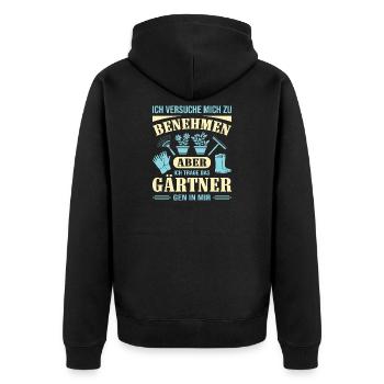 Gartenbau Gärtner Garten Gartenarbeit Sprüche - Unisex Premium Bio Zip Hoodie - Schwarz - Hinten - Nico (187cm)