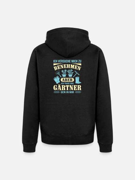 Gartenbau Gärtner Garten Gartenarbeit Sprüche - Unisex Premium Bio Zip Hoodie - Schwarz