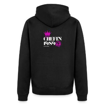 Chefin Edition 1989 36 Geburtstag Spruch - Unisex Premium Bio Zip Hoodie - Schwarz - Hinten - Nico (187cm)