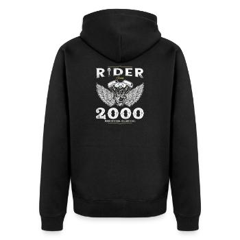 Rider Since 2000 - 25 Years of Two-Wheel Passion - Unisex Premium Organic Zip Hoodie - black - Back - Nico (187cm)