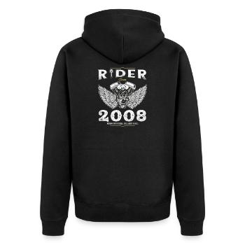 Rider depuis 2008 - 17 ans de vitesse et de passion - Veste à capuche bio Premium Unisexe - noir - Dos - Nico (187cm)