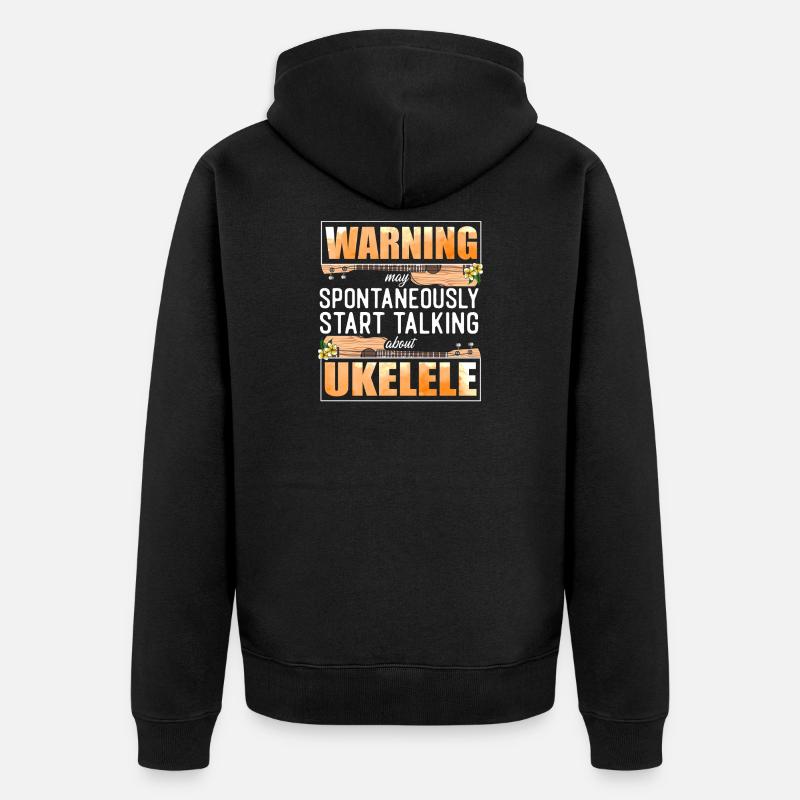 Hawaiian Ukulele Uke Warning May - Unisex Premium Bio Zip Hoodie - Schwarz
