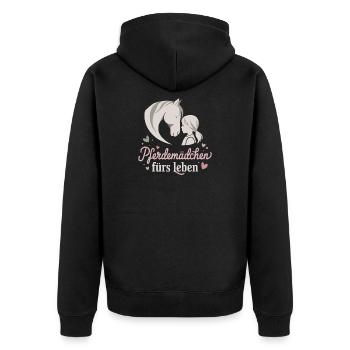  Pferdemädchen fürs Leben Pferdeliebe für Reiterin - Unisex Premium Bio Zip Hoodie - Schwarz - Hinten - Nico (187cm)