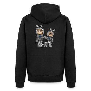 Rob-Otter - Roboter Otter für Technik und Tierfans - Unisex Premium Bio Zip Hoodie - Schwarz - Hinten - Nico (187cm)