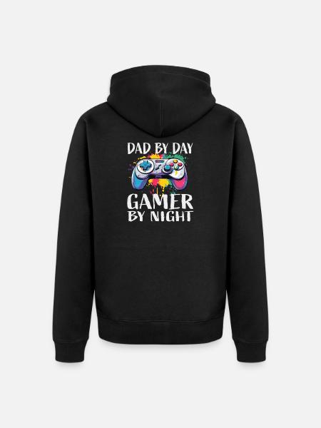 Dad by Day Gamer by Night - Unisex Premium Organic Zip Hoodie - black