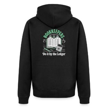 Bookkeeper do it by the ledger - Unisex Premium Organic Zip Hoodie - black - Back - Nico (187cm)