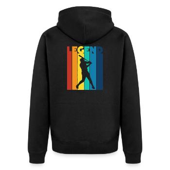 Baseball-Legende Retro-Schlagspieler-Fan - Unisex Premium Bio Zip Hoodie - Schwarz - Hinten - Nico (187cm)