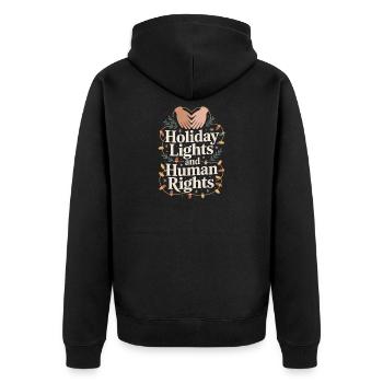 Lumières de Noël et droits de l’homme - Veste à capuche bio Premium Unisexe - noir - Dos - Nico (187cm)