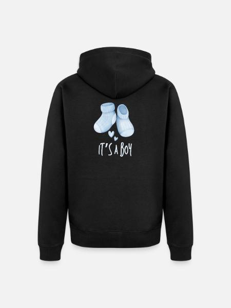 Blue Baby Booties It's a Boy - Unisex Premium Organic Zip Hoodie - black