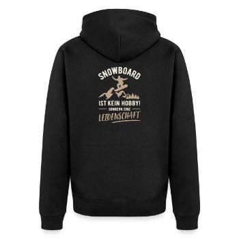 Snowboard | Kein Hobby sondern Leidenschaft - Unisex Premium Bio Zip Hoodie - Schwarz - Hinten - Nico (187cm)