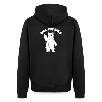 Wilder Bär winkt Cartoon - Unisex Premium Bio Zip Hoodie - Schwarz - Hinten - Nico (187cm)