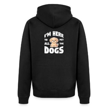 Ich bin hier für alle Hunde - Unisex Premium Bio Zip Hoodie - Schwarz - Hinten - Nico (187cm)