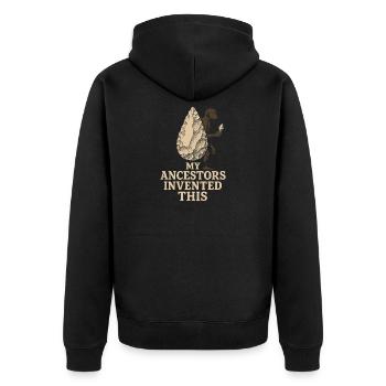 Prehistoric stone tools of Homo - Unisex Premium Organic Zip Hoodie - black - Back - Nico (187cm)