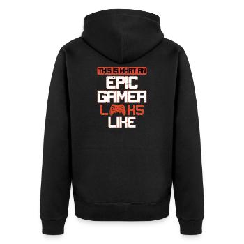 This Is What An Epic Gamer Looks Like Console - Unisex Premium Organic Zip Hoodie - black - Back - Nico (187cm)