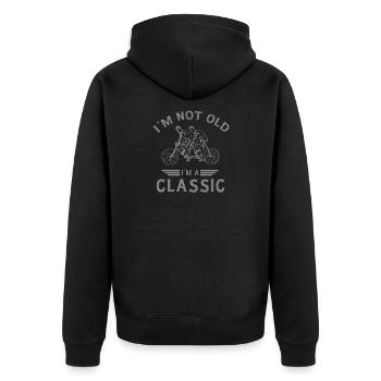 Vintage Tandem Radfahrer Classic Spruch Design - Unisex Premium Bio Zip Hoodie - Schwarz - Hinten - Nico (187cm)