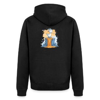 Lava goat on volcanic rock - Unisex Premium Organic Zip Hoodie - black - Back - Nico (187cm)