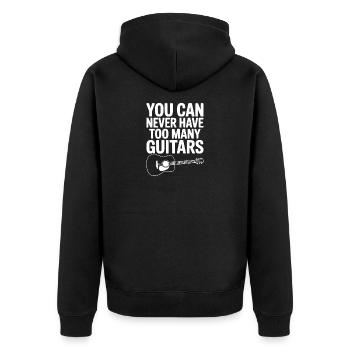 Man kann nie zu viele Gitarren haben - Unisex Premium Bio Zip Hoodie - Schwarz - Hinten - Nico (187cm)