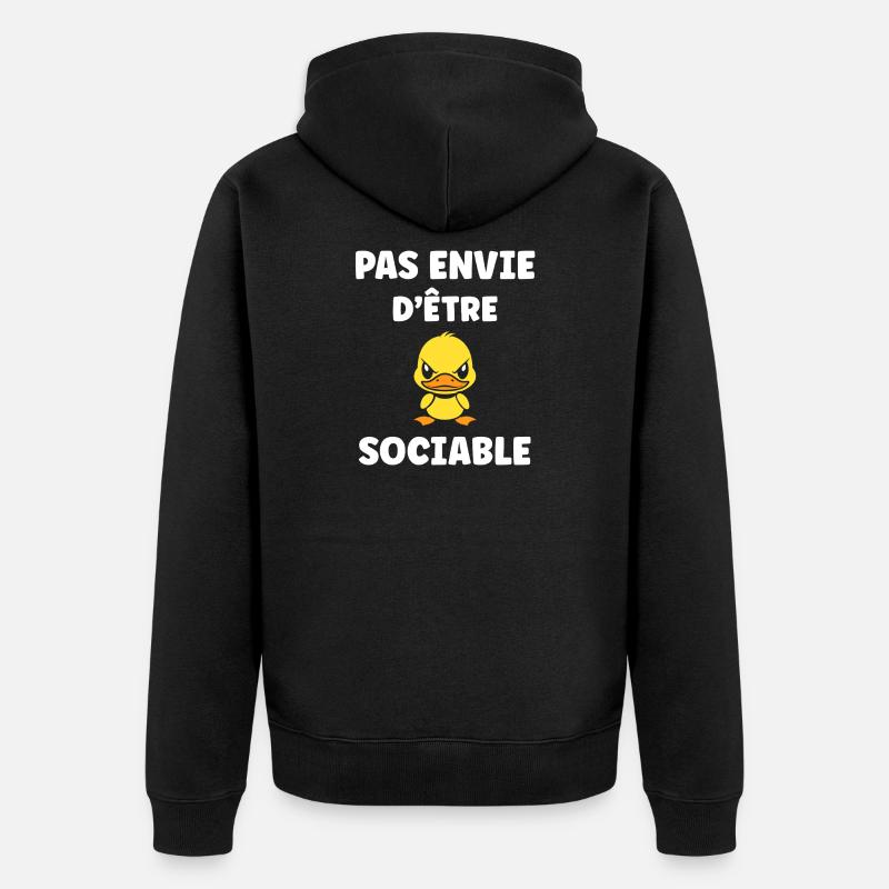 Ich will nicht gesellig sein - Unisex Premium Bio Zip Hoodie - Schwarz