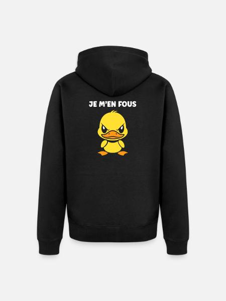 Bold Yellow Duck – I Don't Care - Unisex Premium Organic Zip Hoodie - black