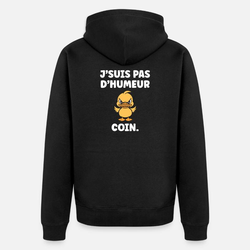Grumpy Duck MÜNZ - Unisex Premium Bio Zip Hoodie - Schwarz
