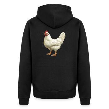 Weißes Huhn Motiv Illustration - Unisex Premium Bio Zip Hoodie - Schwarz - Hinten - Nico (187cm)
