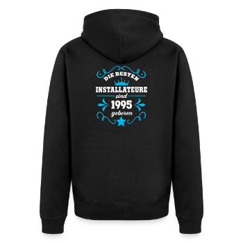 Anniversaire du plombier Né en 1995 Collègues nés - Veste à capuche bio Premium Unisexe - noir - Dos - Nico (187cm)