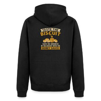 Goûtez la sauce biscuit au miel - Veste à capuche bio Premium Unisexe - noir - Dos - Nico (187cm)