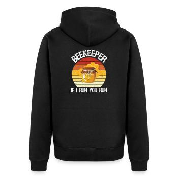 Beekeeper If I Run You Run Beekeeping Bee Lover - Unisex Premium Bio Zip Hoodie - Schwarz - Hinten - Nico (187cm)