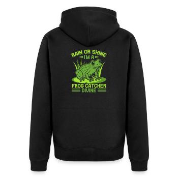 Frog Catcher Rain Or Shine I ́m A Divine Frog - Unisex Premium Organic Zip Hoodie - black - Back - Nico (187cm)