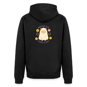 Alpaka T-Shirt Fluff it out cute - Unisex Premium Bio Zip Hoodie - Schwarz - Hinten - Nico (187cm)