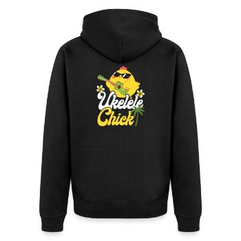 Hawaiian Ukulele Uke Chicken Girl - Unisex Premium Bio Zip Hoodie - Schwarz - Hinten - Nico (187cm)
