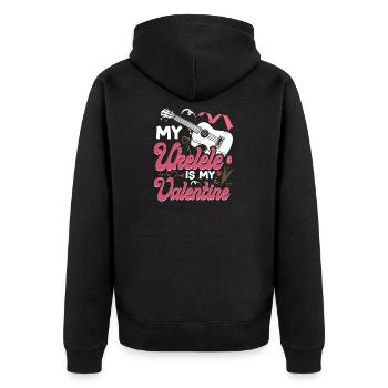 Hawaiian Ukulele Uke Valentines - Unisex Premium Bio Zip Hoodie - Schwarz - Hinten - Nico (187cm)