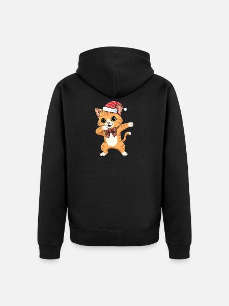 Funny Christmas cat dancing dabbing - Unisex Premium Organic Zip Hoodie - black