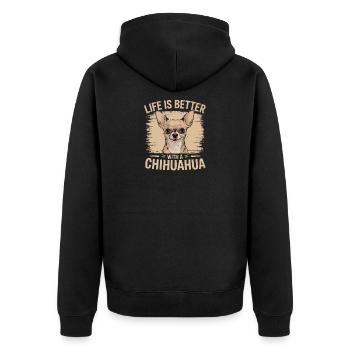 La vie est meilleure avec un Chihuahua Lustiges - Veste à capuche bio Premium Unisexe - noir - Dos - Nico (187cm)