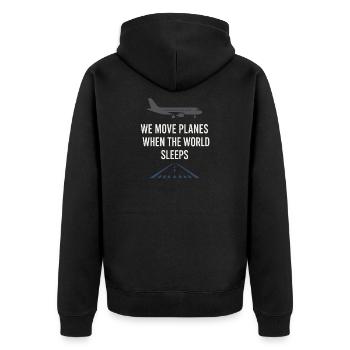 Nachtschichtrampe Des Bodenpersonals Am - Unisex Premium Bio Zip Hoodie - Schwarz - Hinten - Nico (187cm)
